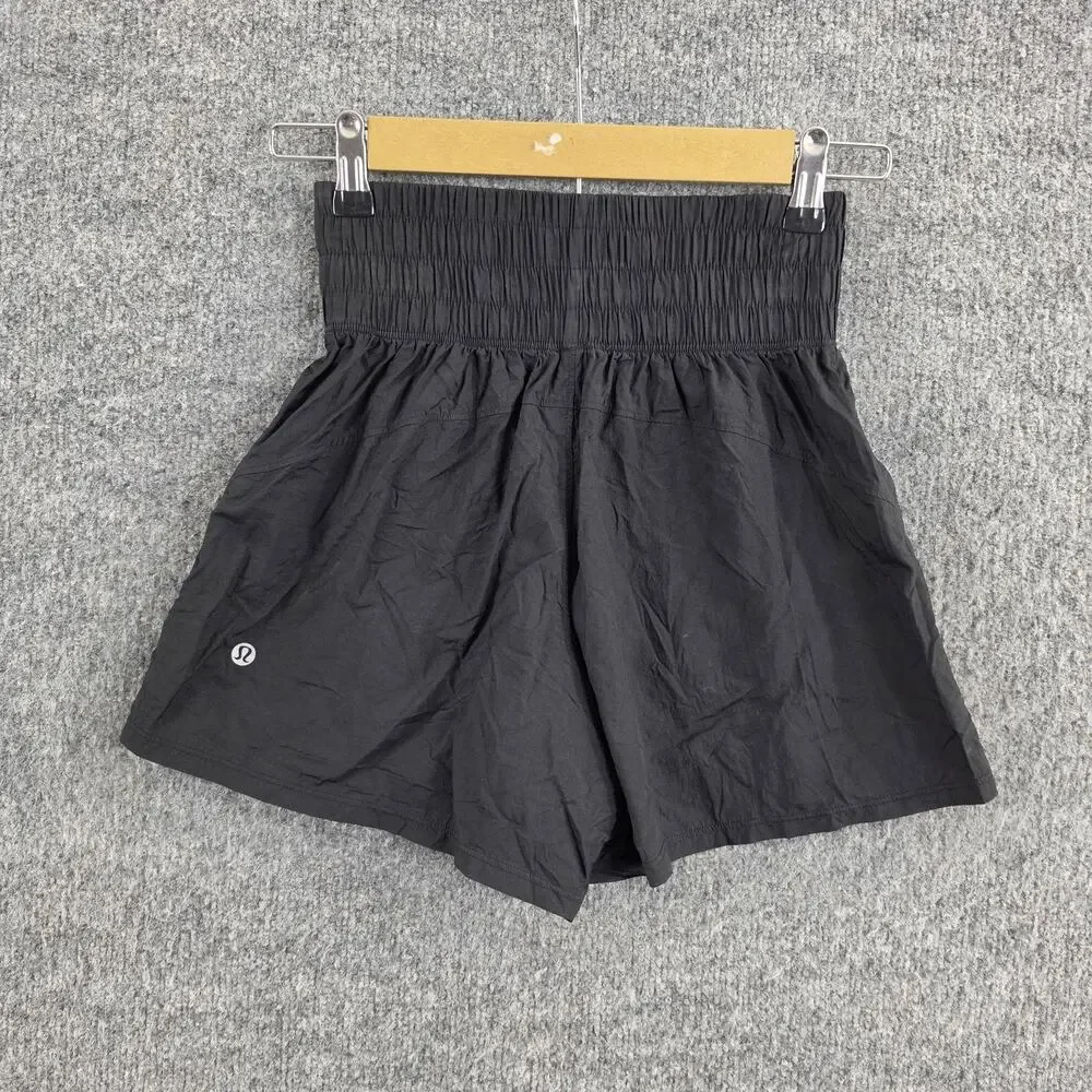 Lululemon Shorts Women 2 Lightweight Super High Rise Training Black Athletic Gym